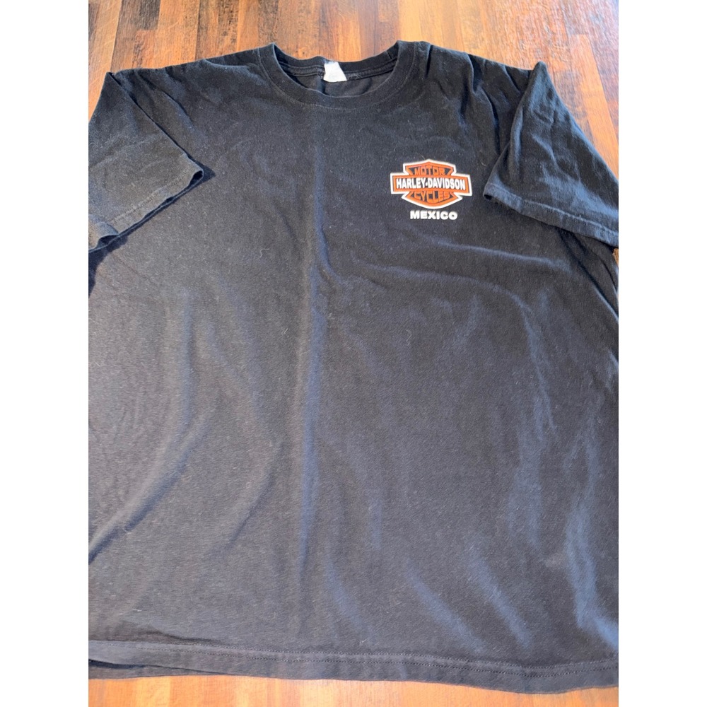 Harley-Davidson Cancun Mexico Graphic T-Shirt Mens Black One Hot Ride Flame XL